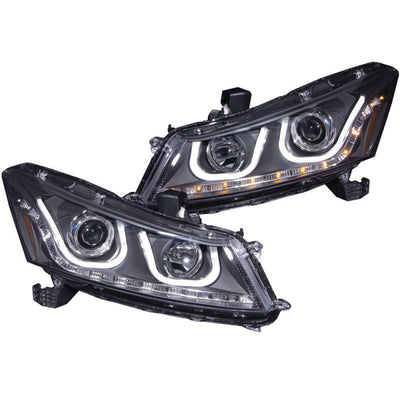 Black Plank Style LED Projector Headlights<br> 08-12 Honda Accord