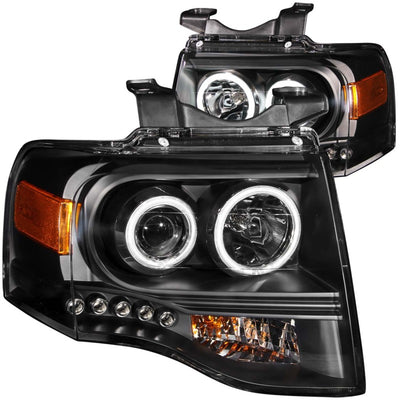 Black LED Halo Projector Headlights <br> 07-14 Ford Expedition