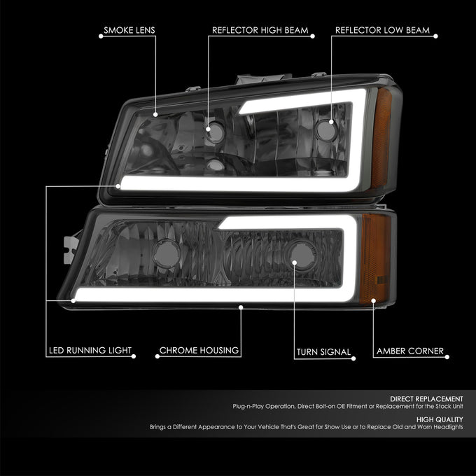 LED DRL Headlights<br>03-06 Chevy Avalanche Silverado 1500-3500 / HD