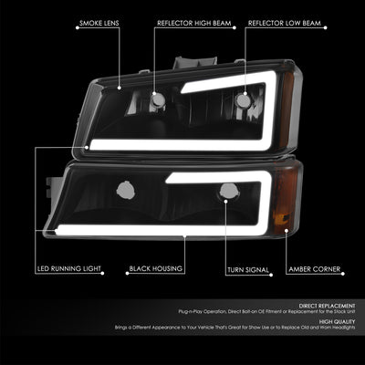 LED DRL Headlights<br>03-06 Chevy Avalanche Silverado 1500-3500 / HD