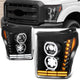 LED DRL Halo Ring Sequential Turn Signal Projector Headlights <br>11-16 Ford F-250 Super Duty