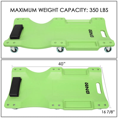 Low Profile Rolling Mechanic Auto Repair Creeper - 40 in. L x 16 7/8 in. W (Green)