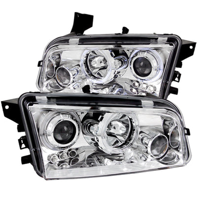Chrome LED Halo Projector Headlights<br> 06-10 Dodge Charger