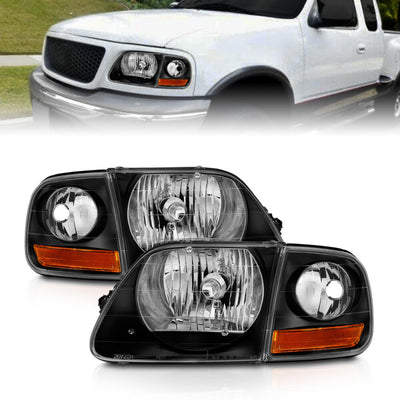 Black Crystal Headlights w/Parking Light <br>97-03 Ford F150