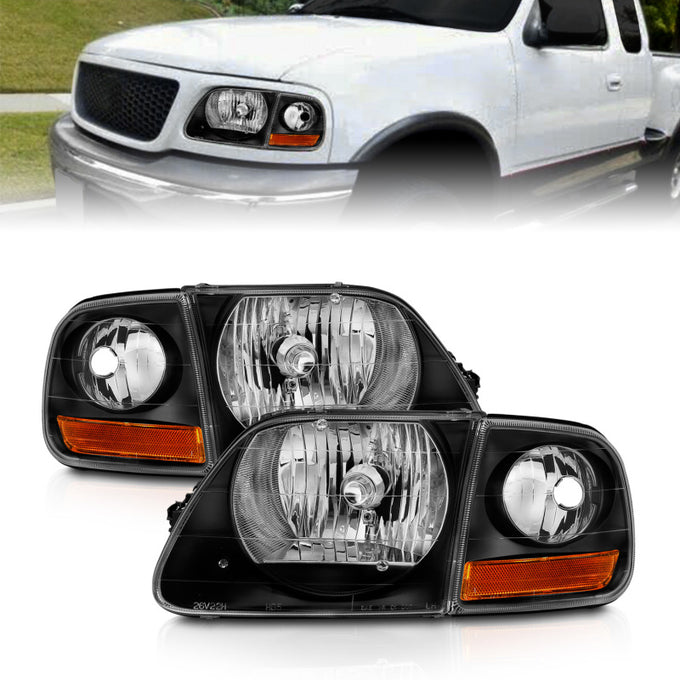 Black Crystal Headlights w/Parking Light <br>97-03 Ford F150