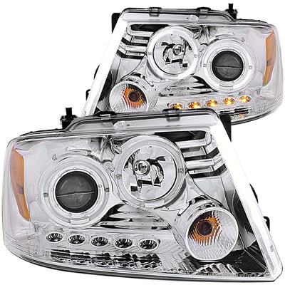 Chrome G2 LED Halo Projector Headlights <br> 04-08 Ford F-150, 06-08 Lincoln Mark LT