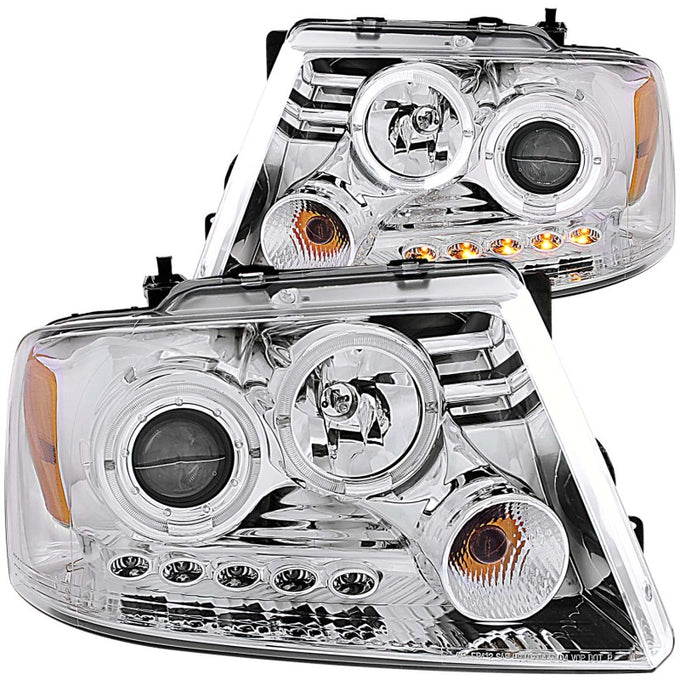 Chrome G2 LED Halo Projector Headlights <br> 04-08 Ford F-150, 06-08 Lincoln Mark LT