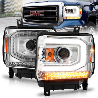 LED DRL Projector Headlights<br> 14-15 GMC Sierra 1500 2500 3500 HD