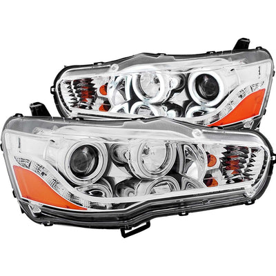 Chrome LED Halo Projector Headlights <br> 08-15 Mitsubishi Lancer