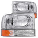 2pc Chrome Crystal Headlights w/Corner Lights <br>00-04 Ford Excursion, 99-04 F-250, F-350 Super Duty
