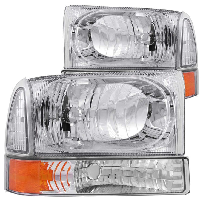 2pc Chrome Crystal Headlights w/Corner Lights <br>00-04 Ford Excursion, 99-04 F-250, F-350 Super Duty