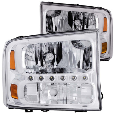 Chrome LED Crystal Headlights <br> 00-04 Ford Excursion, F250, F350, F450 Super Duty
