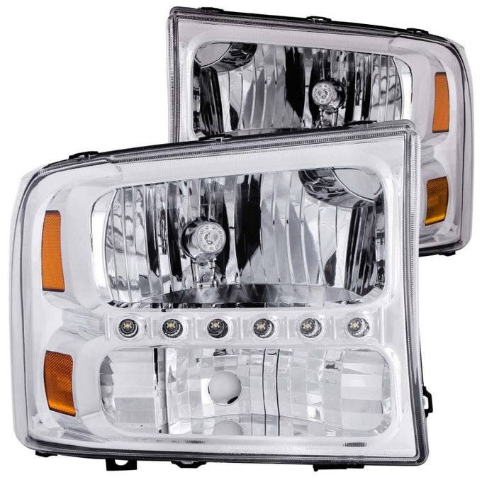 Chrome LED Crystal Headlights <br> 00-04 Ford Excursion, F250, F350, F450 Super Duty