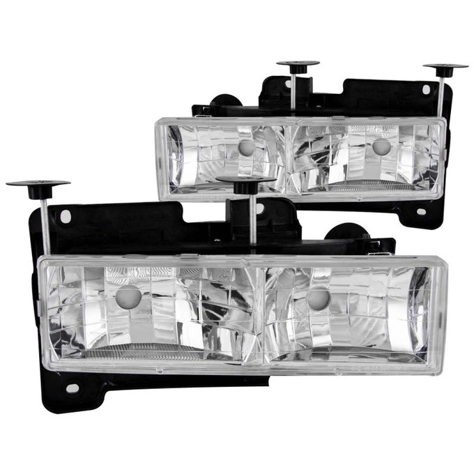 Chrome Crystal Headlights w/o Bulbs<br>88-98 Chevy GMC C/K/R/V-Series