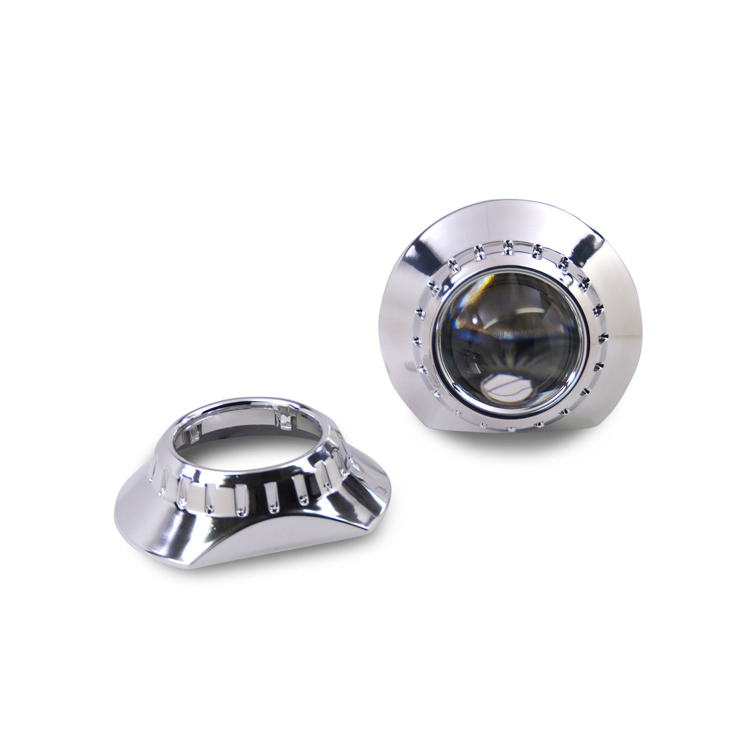E46-R Extended Projector Chrome Shroud <br>Universal