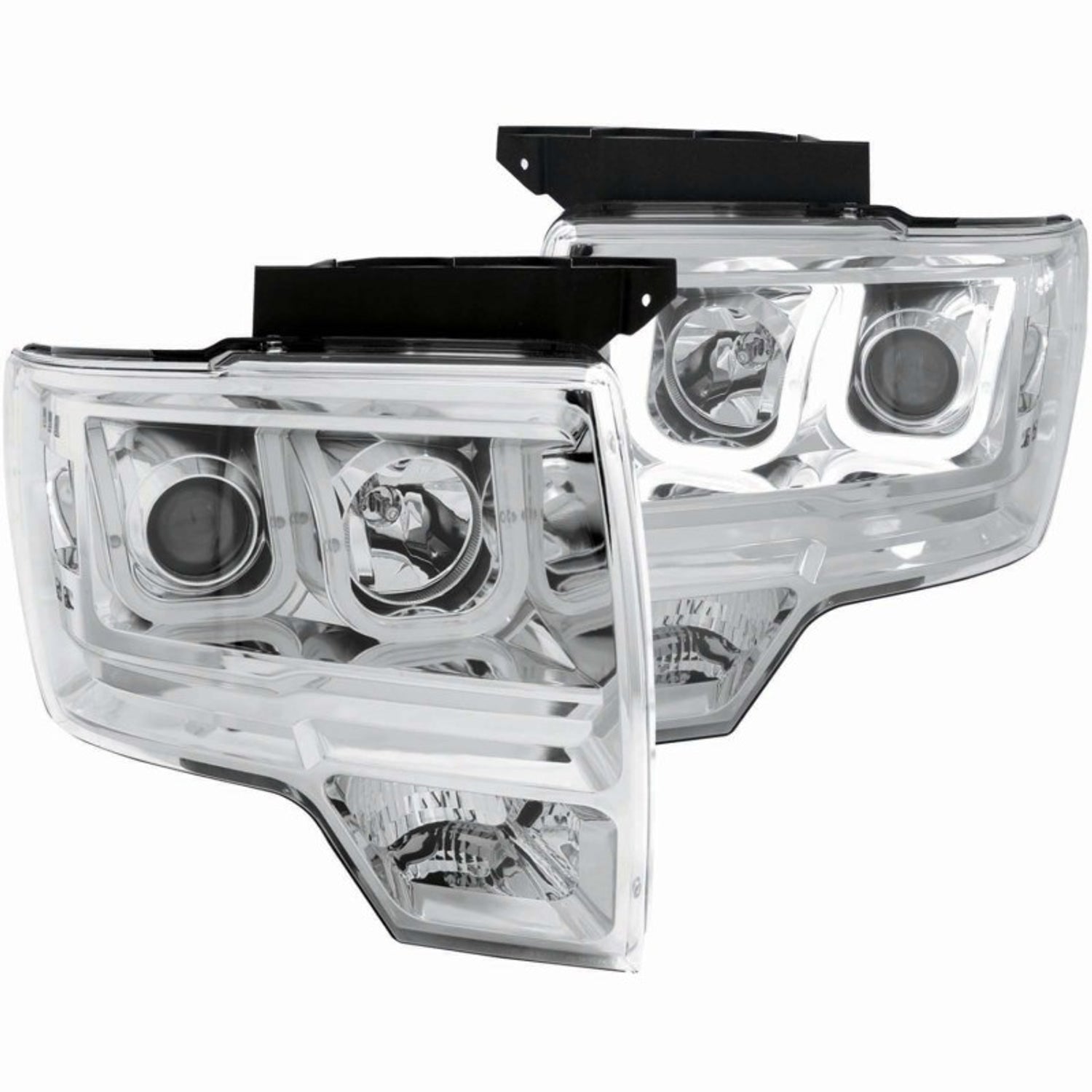 Chrome U-Bar Projector Headlights <br> 09-14 Ford F-150