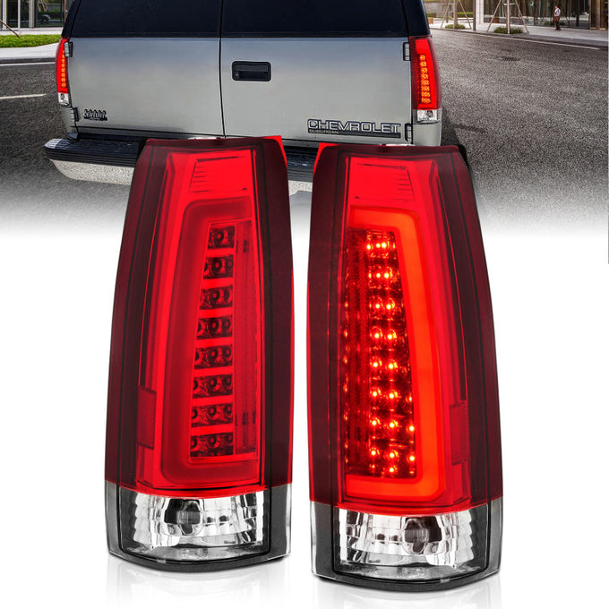 Chrome Housing Red/LED Taillights <br> 99-00 Cadillac Escalade