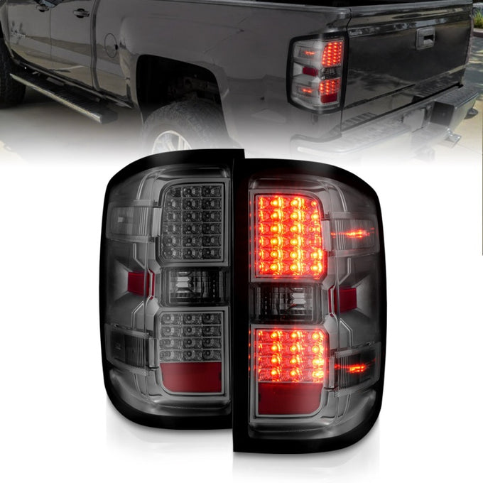 Smoke LED Tail Lights w/Light Bar <br> 15-19 Chevy Silverado 2500HD/3500HD