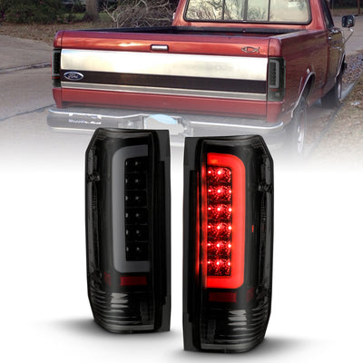 Black Housing Smoke Lens LED Taillights <br> 87-96 Ford F-150, F-250, F-350, Bronco