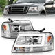 Chrome Housing Projector Headlights w/Light Bar <br>04-08 Ford F-150, 06-08 Lincoln Mark LT