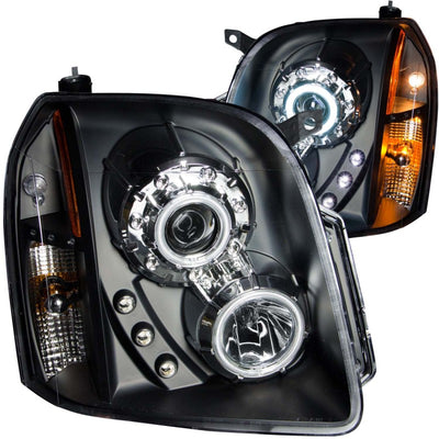 Black LED Halo Projector Headlights <br> 07-14 GMC Yukon