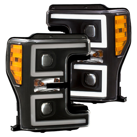 Black Plank-Style LED Headlight <br> 17-18 Ford F250/F350/F450 Super Duty