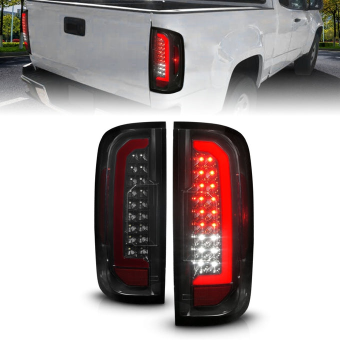 Black Housing Full LED Tail Lights w/Red Lightbar <br> 15-21 GMC Canyon