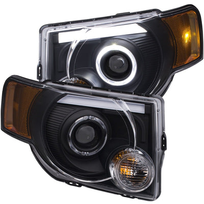 Black LED Halo Projector Headlights <br> 08-12 Ford Escape
