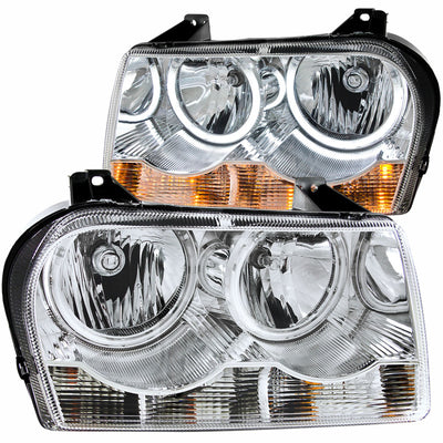 Chrome LED Halo Crystal Headlights <br> 05-10 Chrysler 300
