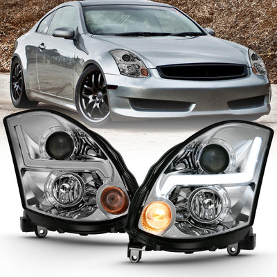 Black Projector Headlights Plank Style <br> 03-07 Infiniti G35