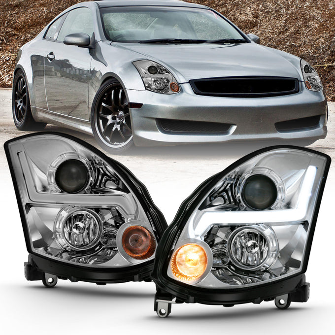 Black Projector Headlights Plank Style <br> 03-07 Infiniti G35