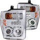 Chrome LED Halo Projector Headlights <br> 08-10 Ford F250, F350, F450, F550 Super Duty