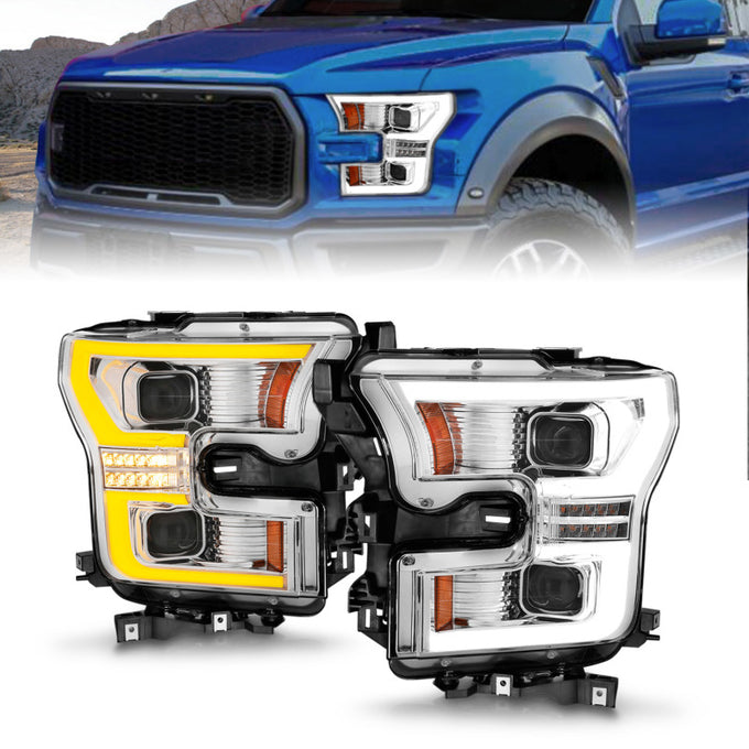 LED Switchback Projector Headlights w/Light Bar <br> 15-17 Ford F-150