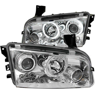 Chrome LED Halo Projector Headlights <br> 06-10 Dodge Charger