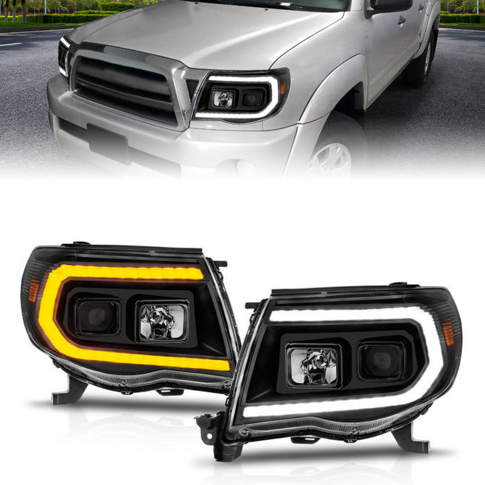 Black Housing Switchback Projector Headlights <br> 05-11 Tacoma