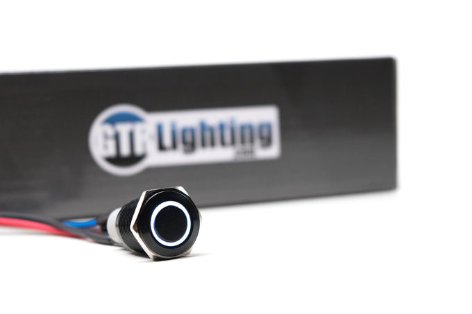 Green LED Halo Switch <br> Universal,Stainless / Momentary