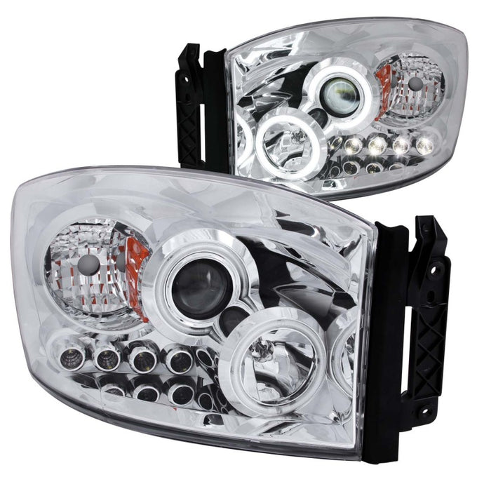Chrome LED Halo Projector Headlights <br> 06-08 Dodge Ram 1500