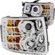 Chrome LED Halo Projector Headlights <br> 07-13 Chevy Silverado 1500 2500 3500 HD