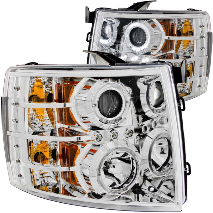 Chrome LED Halo Projector Headlights <br> 07-13 Chevy Silverado 1500 2500 3500 HD