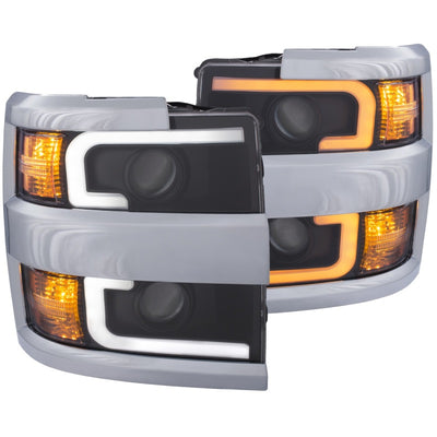 Black Projector Headlights w/Chrome Rim<br> 15-17 Chevy Silverado 2500HD/3500HD
