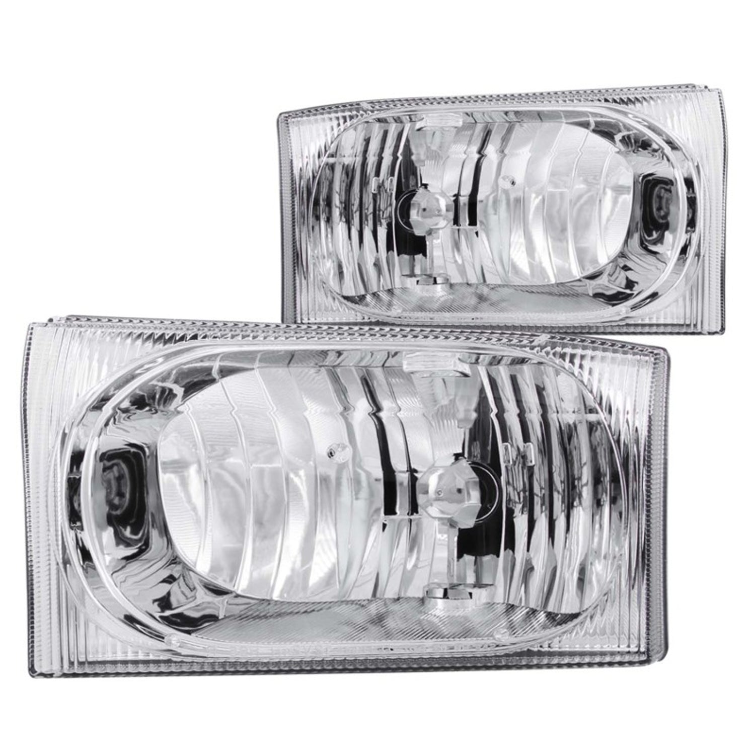 2pc Chrome Crystal Headlights <br> 00-04 Ford Excursion, F250, F350, F450 Super Duty
