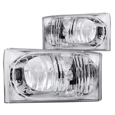 2pc Chrome Crystal Headlights <br> 00-04 Ford Excursion, F250, F350, F450 Super Duty