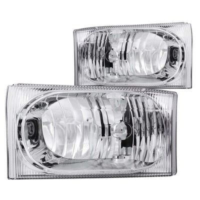 2pc Chrome Crystal Headlights <br> 00-04 Ford Excursion, F250, F350, F450 Super Duty