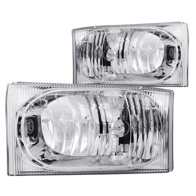 2pc Chrome Crystal Headlights <br> 00-04 Ford Excursion, F250, F350, F450 Super Duty