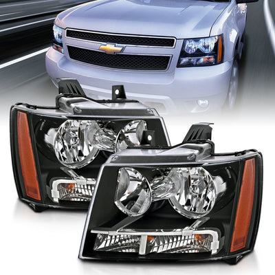Black Crystal Headlights <br> 07-14 Chevy Tahoe/Suburban