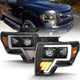 Black Amber Light Bar G4 Projector Headlights <br> 09-14 Ford F-150