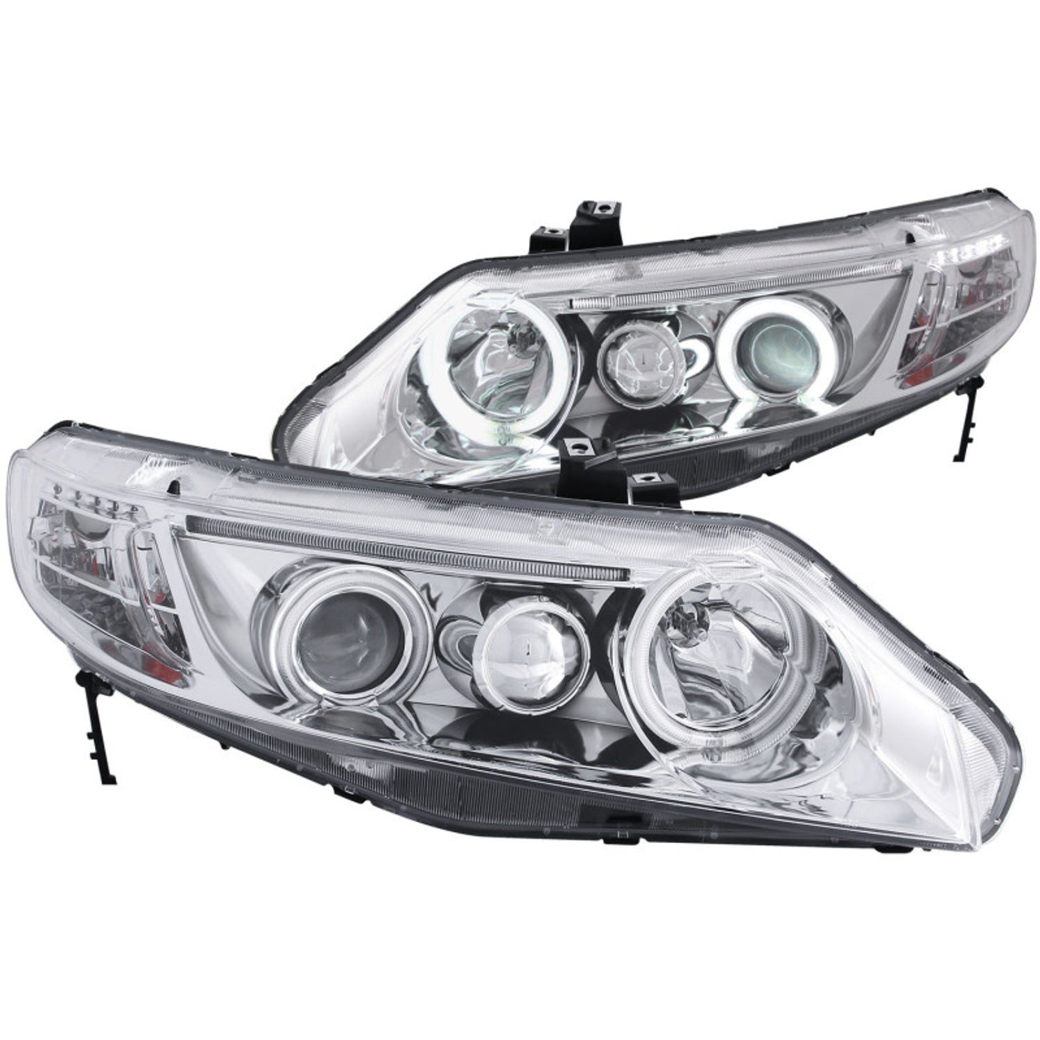Chrome LED Halo Projector Headlights <br> 06-11 Honda Civic