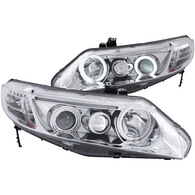 Chrome LED Halo Projector Headlights <br> 06-11 Honda Civic