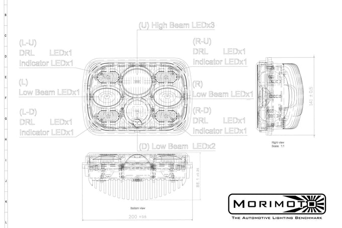Sealed5 BI-LED Headlight <br>5x7 Size