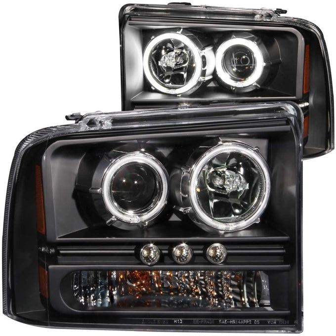 Black LED Halo Projector Headlights <br> 05-07 Excursion, F250, F350, F450, F550 Super Duty